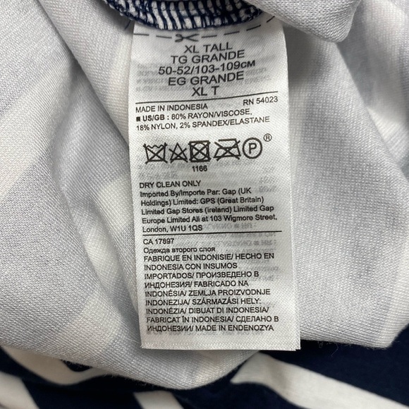 Banana Republic Dress Striped Sleeveless V-Neck Maxi Navy and White Size XL Tall - Picture 4 of 9